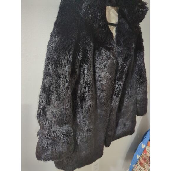 Kate Spade Black Faux Fur Back Bow Coat - Picture 2 of 7
